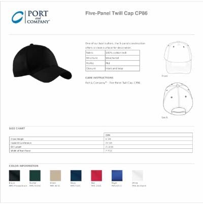 Port & Company מובנה כובע טוויל כותנה בן 5 פאנל