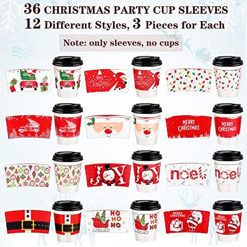 שוג ' וי 36 חבילות החג שמח מסיבת כוס שרוולי חג המולד קפה כוס שרוולים חם שוקולד קפה תה גלי נייר כוס שרוולים,
