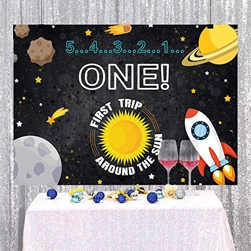 לופריס חלל רקע צילום יום הולדת 1 קריקטורה חלל החיצון שמש כוכב כוכבים שמיים טיל ספינה ילדים בני מסיבת