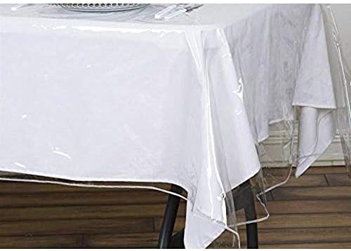 מגן מפת שולחן פלסטיק שקוף דלוקס עמיד למים שמן הוכחה הוכחה לשפוך בד שולחן ויניל ניתן לנגב לשולחן אוכל,