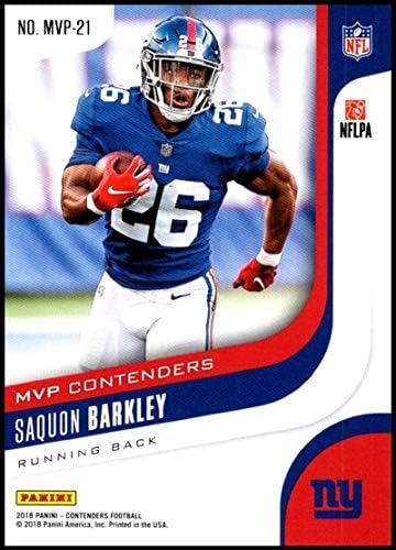 2018 מתמודדים של פאניני מתמודדים MVP מתמודדים MVP-21 Saquon Barkley ניו יורק ענקים NFL כרטיס מסחר בכדורגל