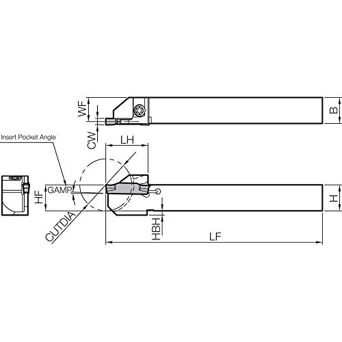 Kyocera KGDL 123D42JX, מחזיק כלים חיצוני חיצוני חיצוני עם עומק מקסימלי של 3.3060 חיתוך לקוטר קטן וניתוק יישומי