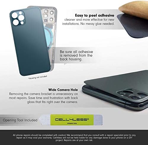 זכוכית אחורית ללא תא 4 תואמת לאייפון 12 פרו מקס עם דבק גוף מלא, כלי הסרה וחור מצלמה רחב להתקנה מהירה יותר