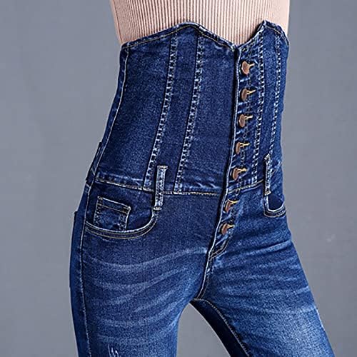 ג'ינס נשים ג'ינס רזות מפותלות מותניים גבוהות מתיחות רזות ג'ינס קולומביאני רזה קלאסי מכנסי ג'ינס רזים