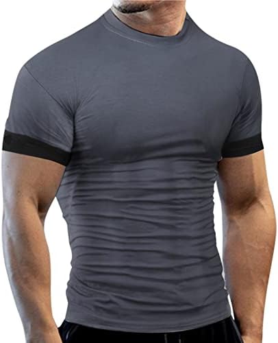 חולצות T גדולות לגברים גברים כל העונה חולצה חלקה צוואר עגול צבע מוצק הדפס עץ נוח נוח