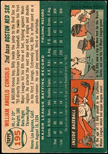 1954 Topps 195 בילי קונסולו בוסטון רד סוקס VG/EX+ Red Sox