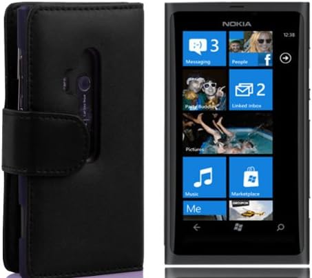 Cadorabo Book Case תואם ל- Nokia Lumia 800 בשחור חמצון - עם פונקציית מעמד וחריץ קלפים עשוי עור