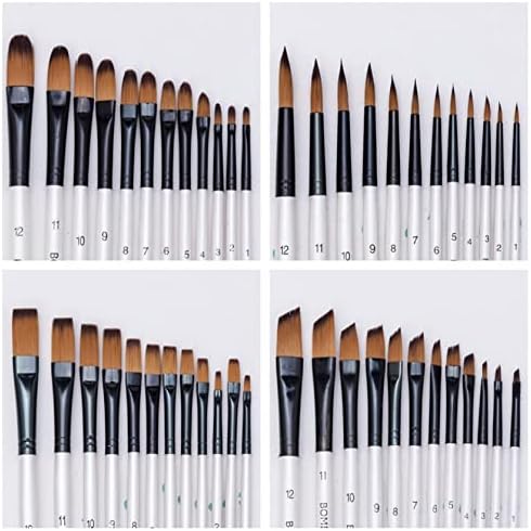 12 יחידות ניילון ניילון שיער מברשת צבעי עט עט עט עץ לבן לשמן ציוד ציור אמנות אקרילי