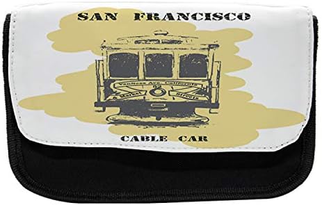 מארז עיפרון עירוני לונאנדי, רכבל סן פרנסיסקו סיטי, תיק עיפרון עט בד עם רוכסן כפול, 8.5 x 5.5, צהוב שחור