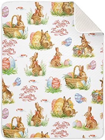 שמיכת חוט ארנבות אביב ביצים שמיכת כותנה סלסלת סל לתינוקות, קבלת שמיכה, שמיכה חפיפה רכה קלה לעריסה,