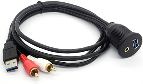 BSHTU USB RCA סומק כבל הר- USB 3.0 & 3.5 ממ AUX 2 RCA זכר ל- USB ו- 1/8 אודיו סטריאו נקבה לוח