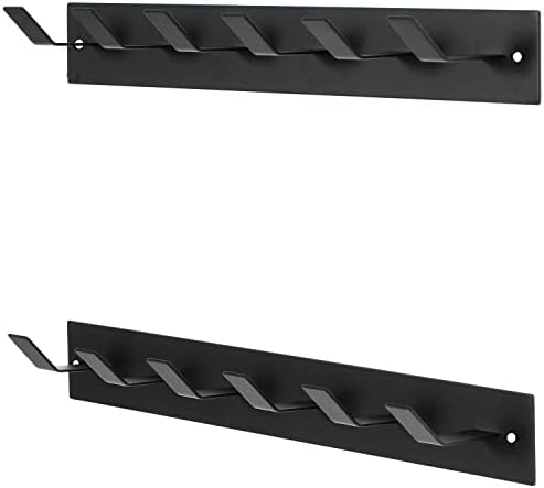 MyGift Black Metal Meat Moad Rack, אימון רכוב על קיר ואביזרי כושר מארגן מתלה תלוי עם 6 ווים