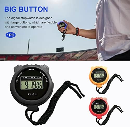 טיימר Stopwatch Digital, 1/100 שני פונקציונלי רב-פונקציונלי אלקטרוני LCD LCD חיצוני Sports Sportswatch