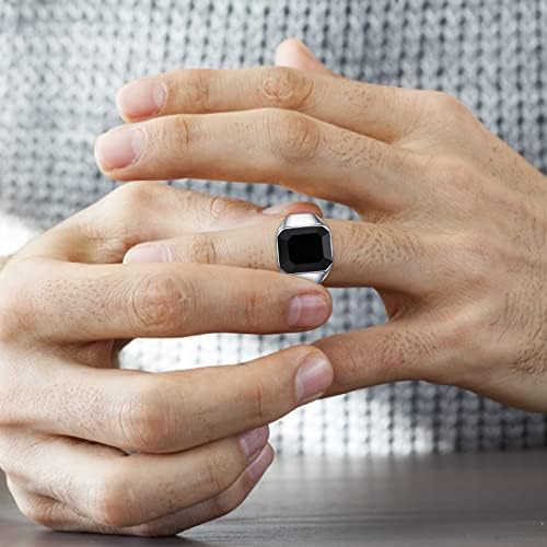 נשים מבטיחות טבעות טבעות שחור שחור אבן שחורה טבעת תואמת טבעת נירוסטה של ​​גברים נירוסטה חותם חרדה אביזרים