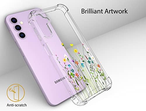Topgraph Samsung Galaxy S23 מקרה פרח פרחוני ברור חמוד לנשים בנות מעצבות ג'יראלי, סיליקון טלפון שקוף מארז פרחוני