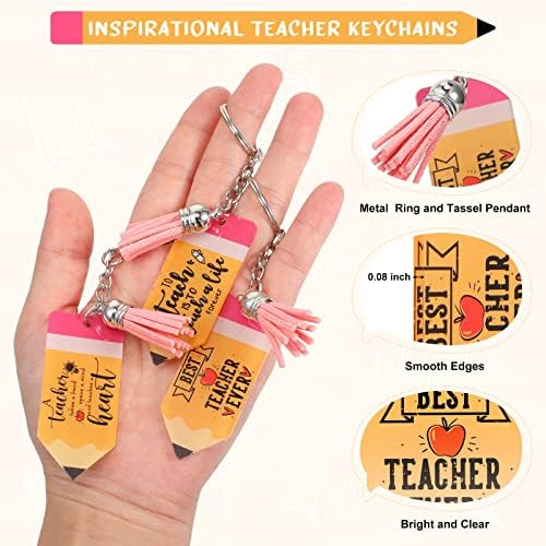 30 חתיכות מורה הערכה מתנה עבור נשים עיפרון בצורת מורה מחזיקי מפתחות אקריליק פלסטיק מחזיק מפתחות עם