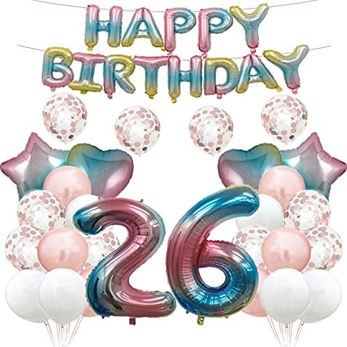 יום הולדת 26 בלון יום הולדת 26 קישוטים לקשת 26 בלונים שמחים 26 אספקת מסיבת יום הולדת מספר 26 נייר