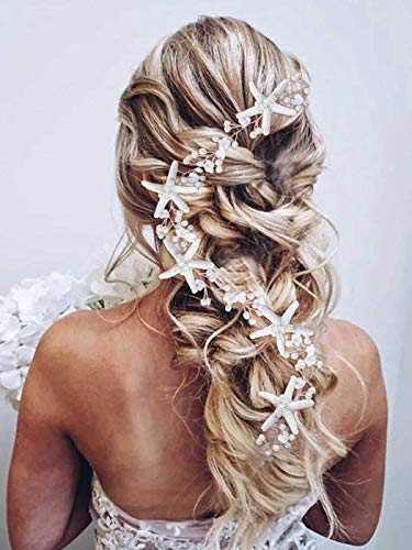 קסדרה כוכב ים הכלה חתונת שיער גפן פרל כלה כיסוי ראש חוף חתונה שיער אביזרי עבור נשים ובנות