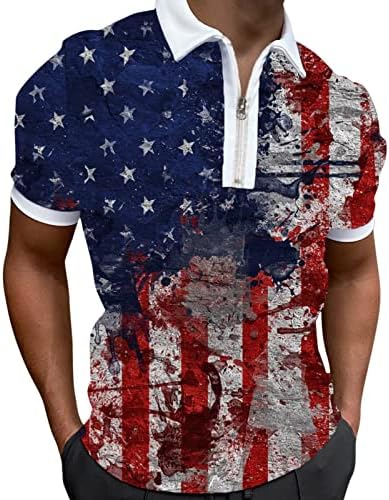 4 ביולי חולצות לגברים, פטריוטית גברים פולו חולצות מהיר יבש במצוקה גולף חולצה אמריקאי דגל עיצוב