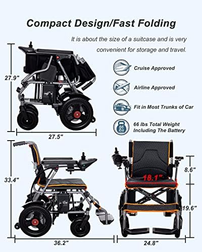 כיסא גלגלים חשמלי נייד קל משקל מתקפל למבוגרים קשישים, כסאות גלגלים מכבידים חכמים כסא גלגלים מונע כל כיסא כוח