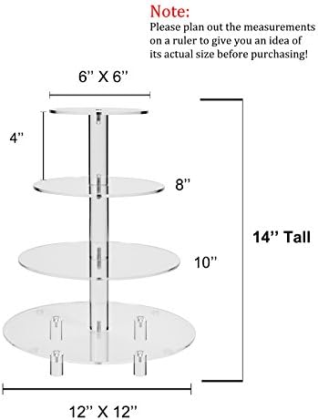 גדול 4 קומות אקריליק זכוכית עגול דוכן עוגת דוכן תה מסיבת הגשת מגש סוכריות בר מסיבת דקור עם מוט רגליים