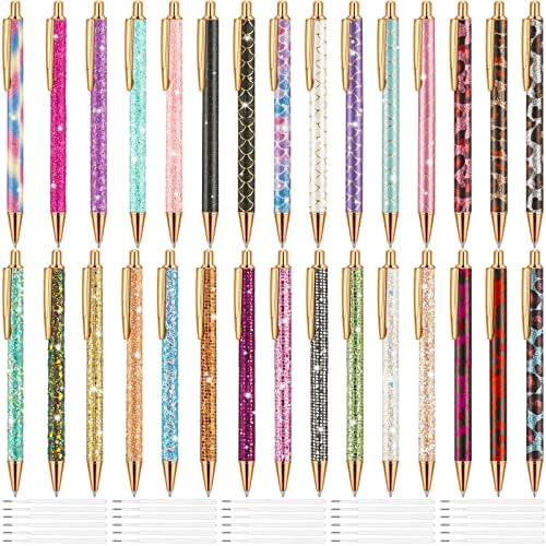 Mimorou 30 PCS עטים מפוארים לנשים עטים חמודים יפים עטים כדורי נצנצים מוגדרים עם 30 יח 'מחלפים מילוי מילוי