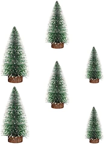 קישוטי חג המולד של Bootoyard 12 יחידות עץ מיניאטורה עץ חג המולד עץ חג המולד עץ אורן מיני עם שלג ועץ למסיבת חג חג