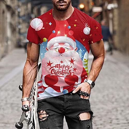חולצות טריקו של שרוול קצר של Zddo Solider, חג המולד מצחיק סנטה קלאוס הדפס אימון אתלטי מצויד צמרות טי גרפיות