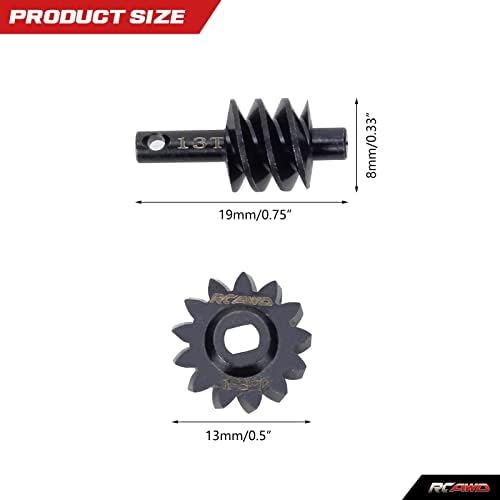 RCAWD SCX24 שדרוג הילוכים אובר -דרכיים 13T & DIFFERILAL DIFF תולעת הילוך עבור 1/24 צירי, חלקי פלדה