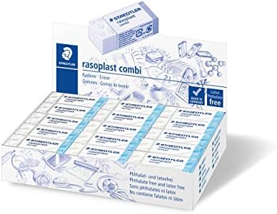 Staedtler Rasolplast Combi vhite and Blue Dual Duty Eraser, קופסה של 30, 526 BT30