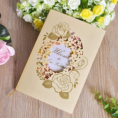 קישוטי חתונה של Nuobesty 5 יחידות הזמנות לחתונה ריקות פרח ורד כרטיסי הזמנה חלולים לחתונה למקלחת