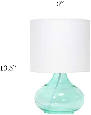 עיצובים פשוטים LT2063-AOW זכוכית קטנה מנורת שולחן מיטה עם גשם עם צל עם צל לבן, אקווה