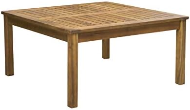 כריסטופר נייט בית פרלה שולחן קפה עץ חיצוני חיצוני, גימור טיק, חום