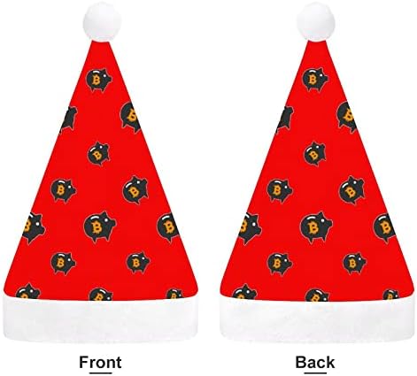 פיגי ביטקוין מצחיק חג המולד כובע סנטה קלאוס כובעי קצר קטיפה עם לבן חפתים עבור חג המולד חג מסיבת אספקת קישוט