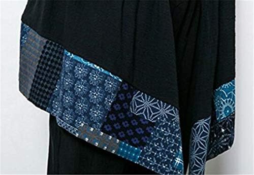 HZCX אופנה כותנה כותנה פשתן ארוכי קימונו ארוכים גלימת קרדיגן קדמית פתוחה