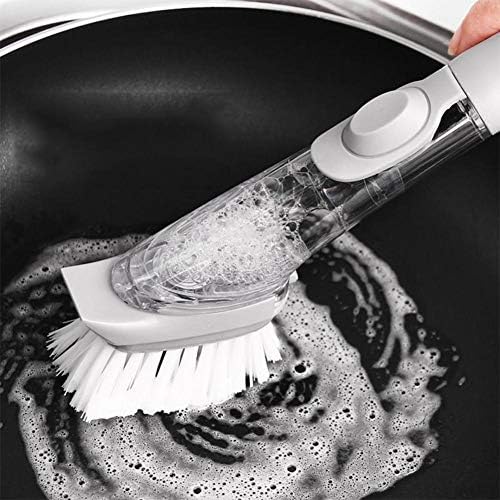 מברשת ניקוי מטבח של Nfelipio מברשת כלים רב-רוחי שטיפת ידית ארוכה ספוג מברשת נשלפת סבון סבון אוטומטי
