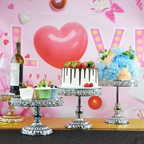 סט של 3 עמדות עוגות, סט עמדות מסיבות מתכת ועמדות קאפקייקס עוגות עוגות פירות צלחת תצוגה קינוח לחתונה למסיבת יום