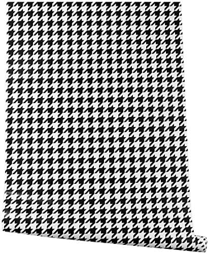 ויניל דבק עצמי שחור לבן משובץ אוניית מדף נייר מגע לארונות ריהוט מגירת ריהוט קיר ומדבקות מלאכה 17.7x117