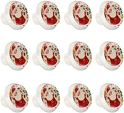 12 חתיכות לבן עגול ארון ידיות חמוד קריקטורה חג המולד סנטה קלאוס