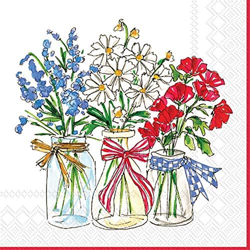 IHR אידיאלי למגוון הבית המפיות המפיות רוזאן בק חד פעמיות חבילת מפיות נייר חד-פעמית, 6.5 x 6.5, פרחים פטריוטיים,