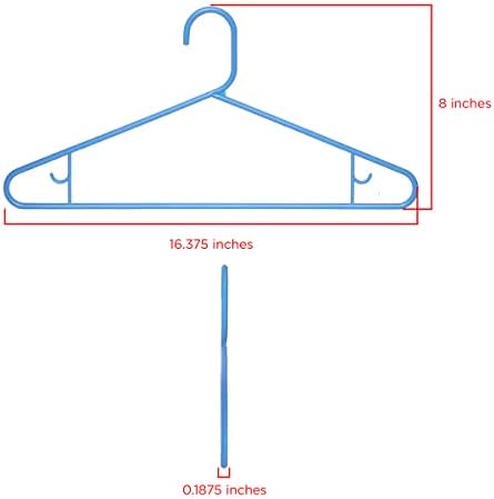 קלורוקס כחול פלסטיק בגדי קולבי - / אידיאלי לשימוש יומיומי סטנדרטי / שני אבזר ווים / ערך סט