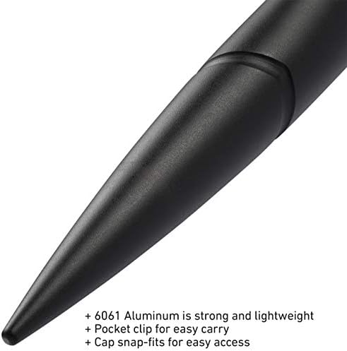 עט טקטי 2: פרופיל נמוך, עטי הישרדות להגנה עצמית עשויים אלומיניום אנודייז שחור עם מחסנית דיו של פישר, וקליפ כיס