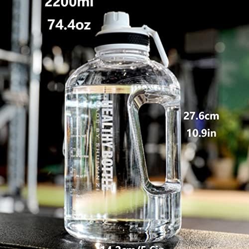 Ymxwfc בקבוק מים ספורט חצי גלון בקבוק מים ספורט 2200 מל/74.4oz עם קש מובנה BPA חינם חדר כושר קמפינג קמפינג קמפינג