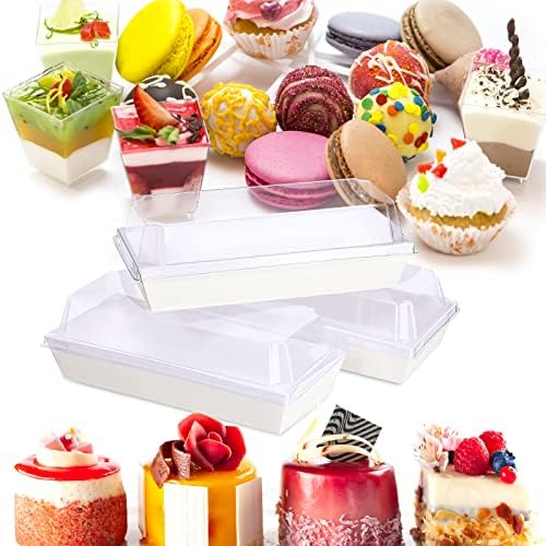 100 ערכות קופסת עוגה סט נקניקיות כריך מכסה צלול מיכל פלסטיק קופסאות קופסאות קופסאות מאפייה עוגיות עוגיות עוגות