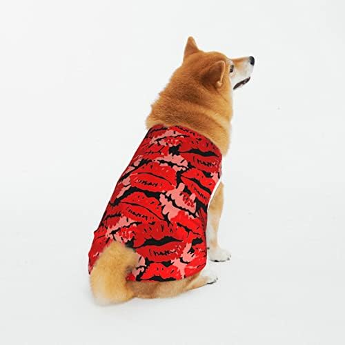 חולצות חיית מחמד כותנה אדומות-ליפסטיק-לולנטינים-יום תלבושות כלבים חתול כלב פיג'מה כלב רך.
