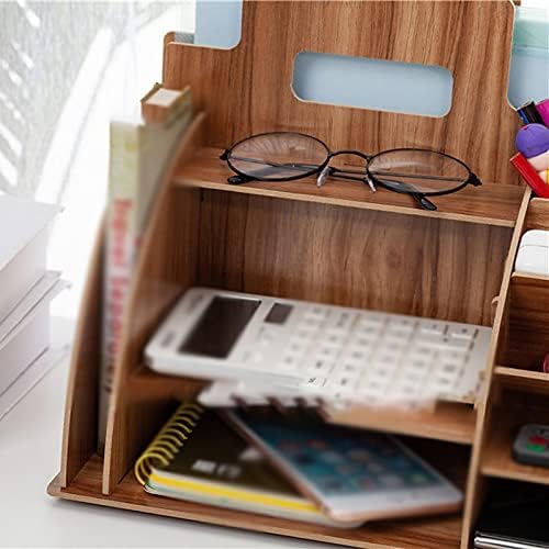 אחסון רב שכבתי של YASEZ משרד שולחני שולחן עבודה עם מחזיק עט ציוד מדף מדף קובץ מדף מעץ ומגן סביבתיות