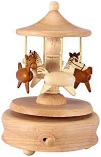 XJJZS תיבת מוסיקה מעץ וינטג 'קופסה מוזיקלית יפה תור יפה מלאכה עץ בצורת סוס תפאורה ביתית
