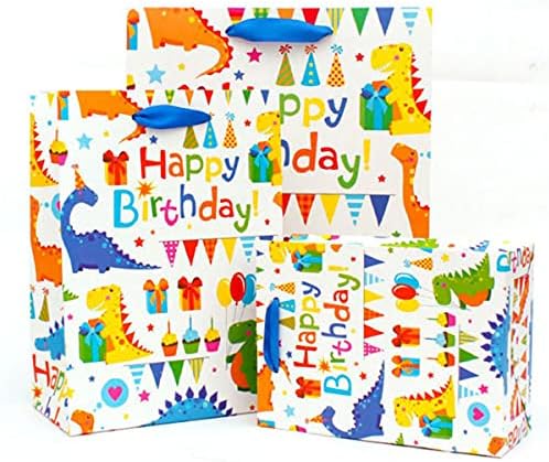 מתנה 3 חבילה מתנת שקיות נייר שקיות קניות שקיות עם ידיות צבעוני מתנת נייר שקיות עבור מסיבת יום הולדת
