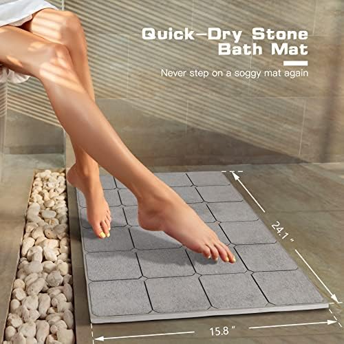 שטיח אמבטיה מאבן אדמה דיאטומית, ייבוש מהיר שטיח אמבטיה דיאטומיט נגד החלקה לאמבטיה 24.1 על 15.8