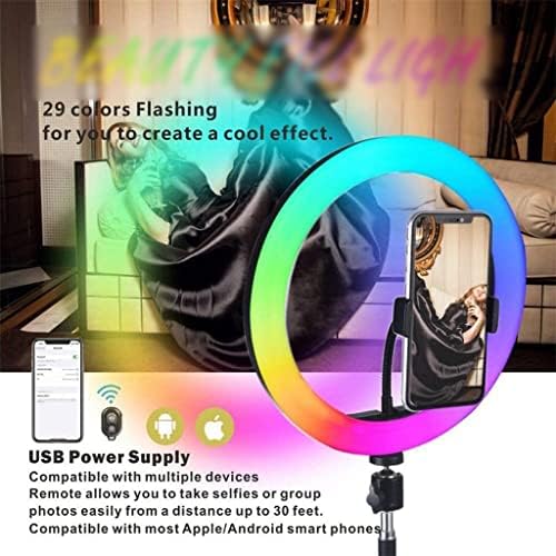 BHVXW 10 RGB טבעת Selfie מעגל אור LED מילוי אור לעומק מנורה וידאו איפור איפור עם חצובה מרחוק